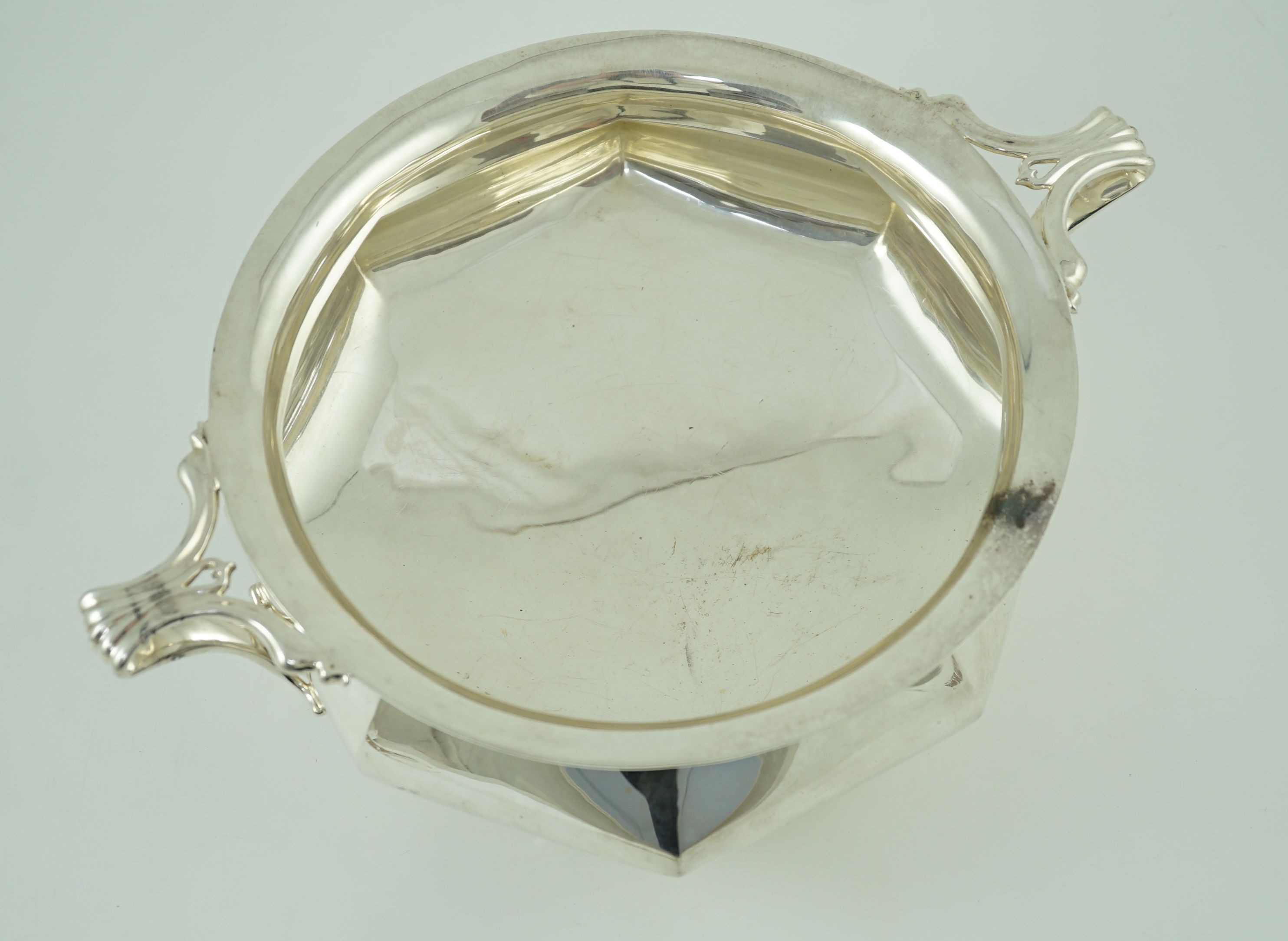 An Edwardian Art Nouveau Scottish silver two handled fruit bowl, by Hamilton & Inches